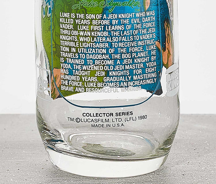Star Wars Luke Skywalker Empire Strikes Back Vintage Glass