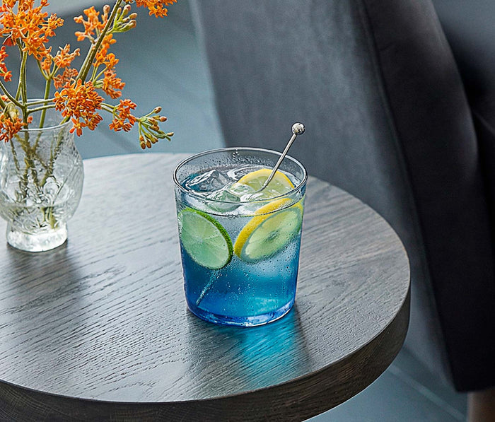 Acopa Pangea Cerulean Blue Low Tumbler Glass Sets - Lollygag.co