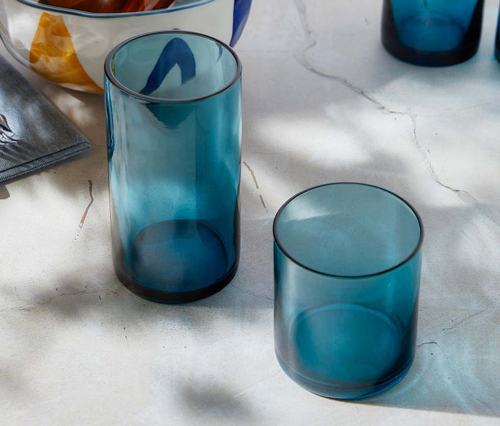 Acopa Pangea Cerulean Blue Low Tumbler Glass Sets - Lollygag