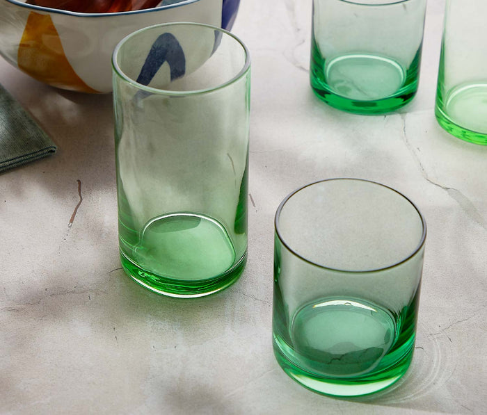 Acopa Green & Clear Drinking Tumbler Glass Set- lollygag