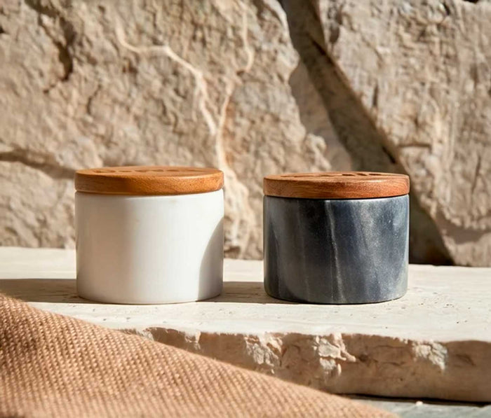 Marble salt &amp; pepper pots - lollygag
