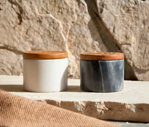 Marble salt &amp; pepper pots - lollygag