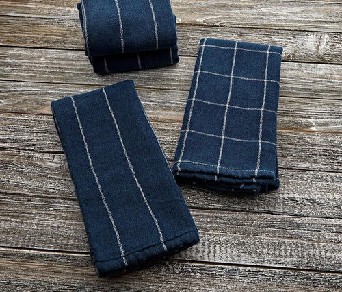 Woven Plaid Navy Napkins Set - Lollygag