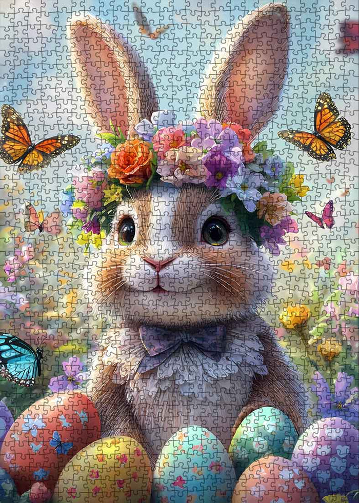 Adorable Bunny with Floral Crown Jigsaw Puzzle - Tucocoo