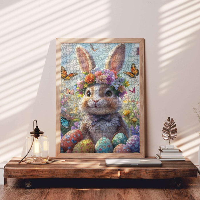 Adorable Bunny with Floral Crown Jigsaw Puzzle - Tucocoo