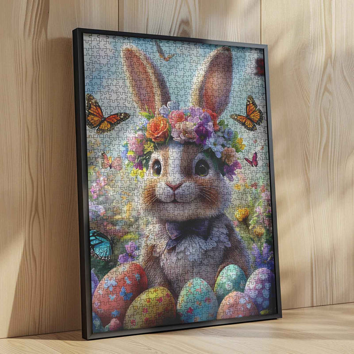 Adorable Bunny with Floral Crown Jigsaw Puzzle