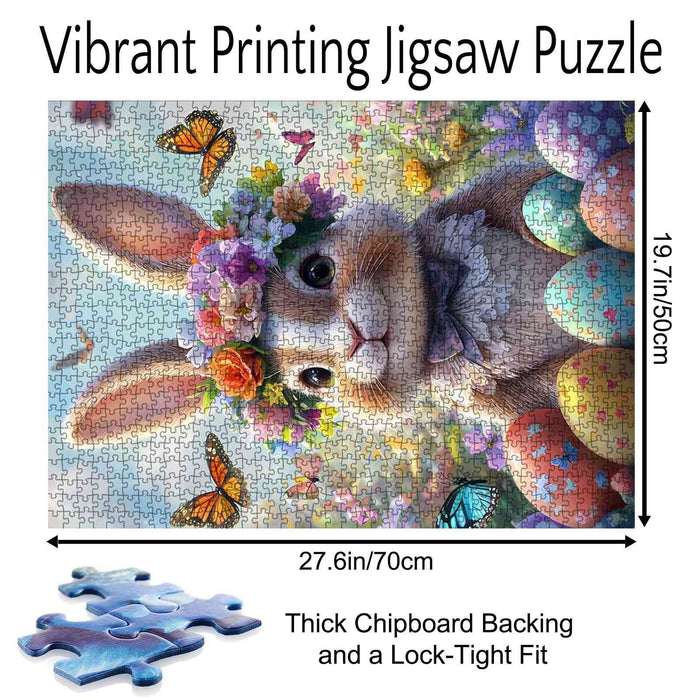 Adorable Bunny with Floral Crown Jigsaw Puzzle