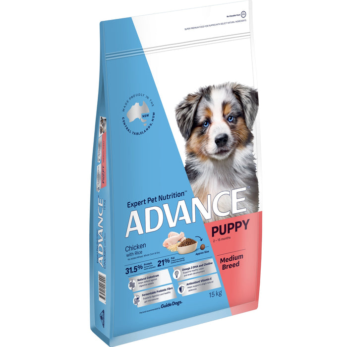 Advance Chicken and Rice Medium Breed Puppy Dry Food 15kg-Habitat Pet Supplies