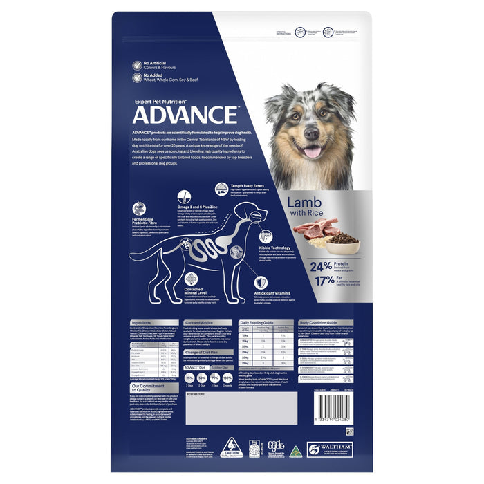 Advance Lamb and Rice Medium Breed Adult Dog Dry Food 15kg