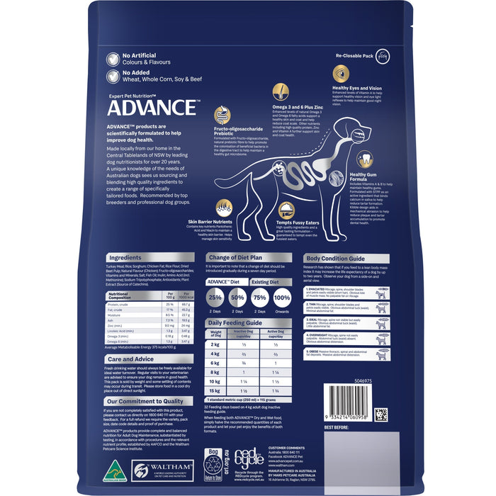 Advance Turkey and Rice Maltese Crosses Adult Dog Dry Food 2.5kg