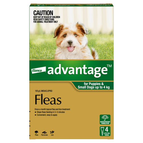 Advantage Flea Treatment for Dogs 0-4kg Green 4 Pack