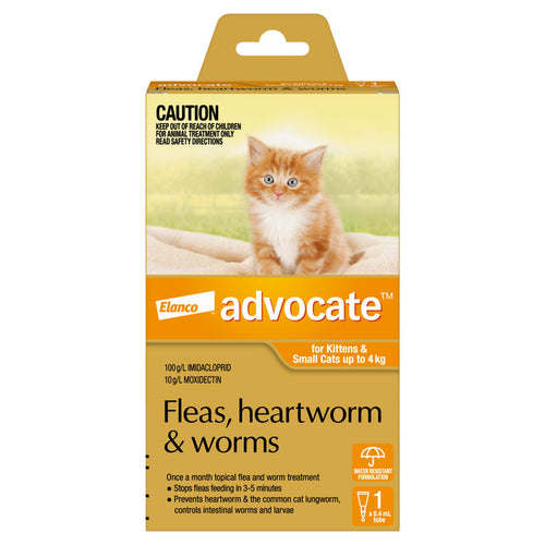 Advocate Flea Heartworm and Worm Treatment for Cats 0-4kg Orange 1 Pack