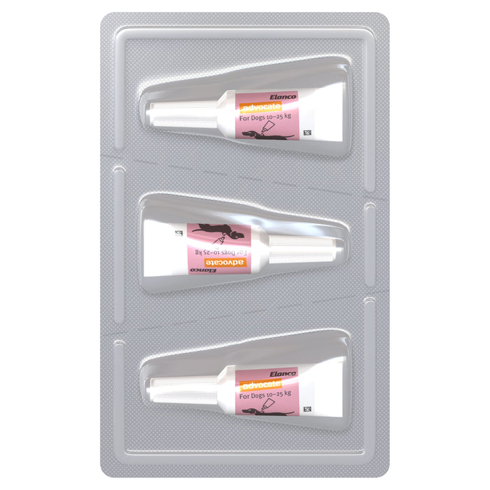 Advocate Flea Heartworm and Worm Treatment for Dogs 10-25kg Red 3 Pack