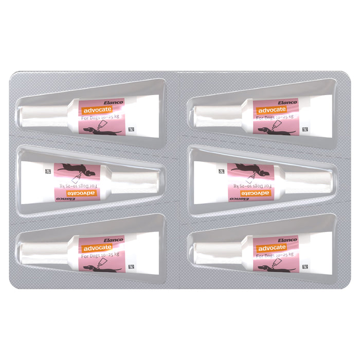 Advocate Flea Heartworm and Worm Treatment for Dogs 10-25kg Red 6 Pack
