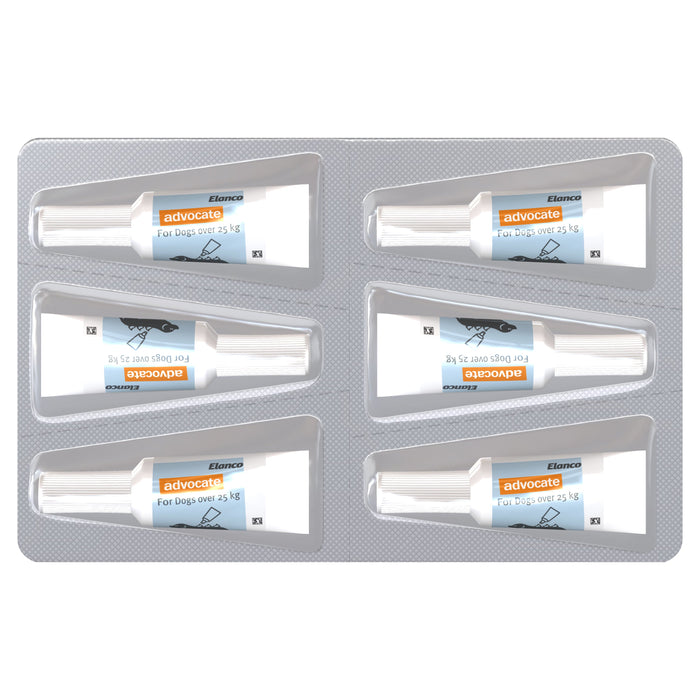 Advocate Flea Heartworm and Worm Treatment for Dogs 25kg Blue 6 Pack