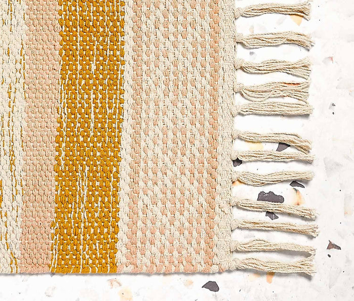 Boho Ochre/Blush Stripe Woven Fringe Table Runner  - Lollygag