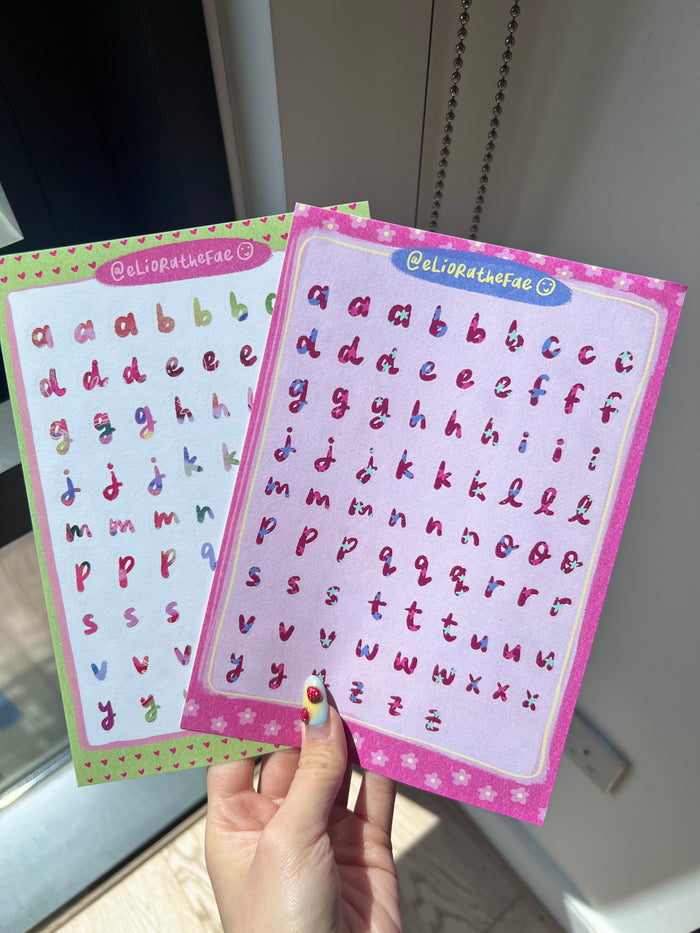 Alphabet sticker sheets