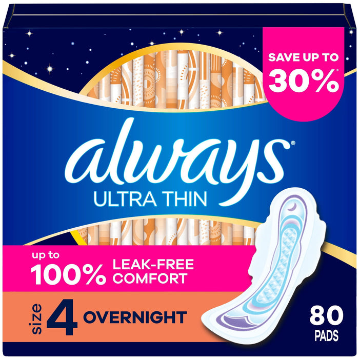 Always Ultra Thin Overnight Pads, Size 4