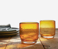 Amber Bubble Hand-Blown Textured Low Tumbler Set - Lollygag.co