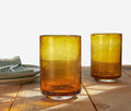 Amber Hand-Blown Tall Bubble Textured Tumblers Set - Lollygag