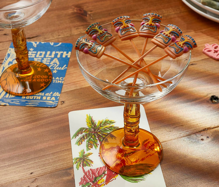 Amber Tiki Stem Coupe Cocktail Glass Sets - Lollygag.co