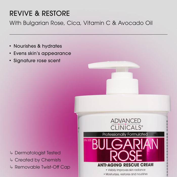 Anti Aging Moisturizing Body Cream -Advanced Clinicals  Bulgarian Rose