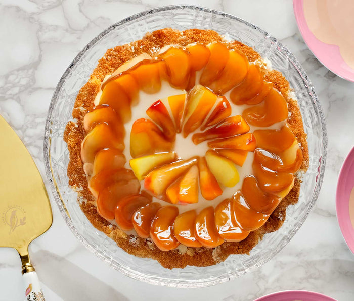 Caramel Apple Cake on a vintage cake stand - lollygag