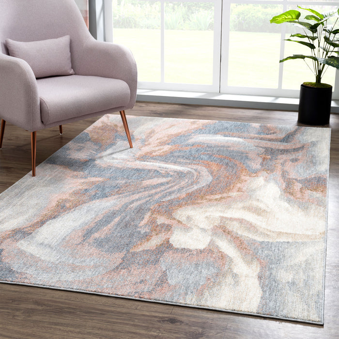 Aria Marble Swirl Orange Rug