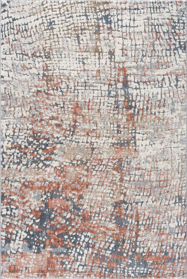 Aria Textured Grid Multi Orange Rug