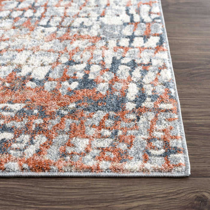 Aria Textured Grid Multi Orange Rug
