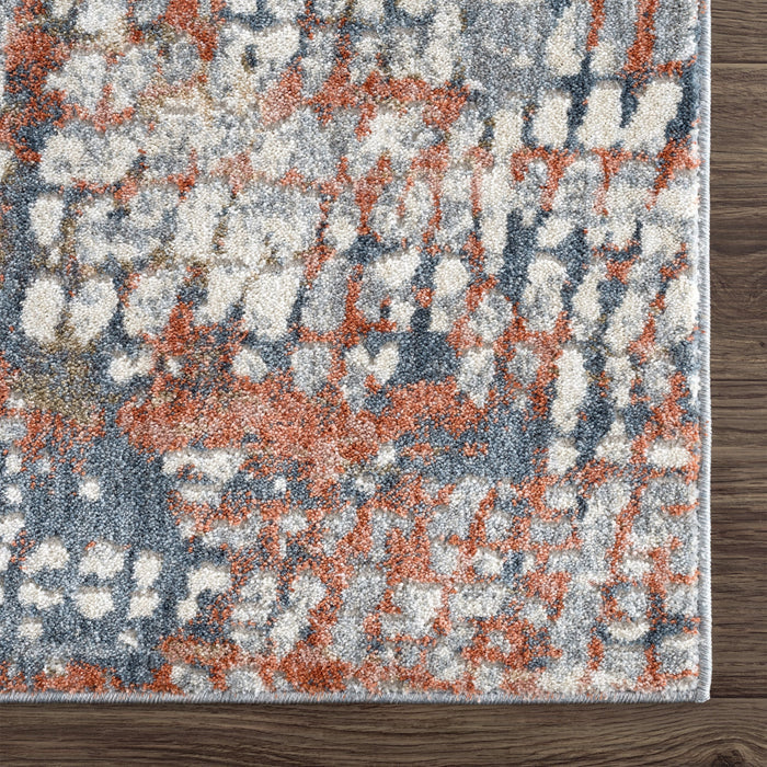 Aria Textured Grid Multi Orange Rug