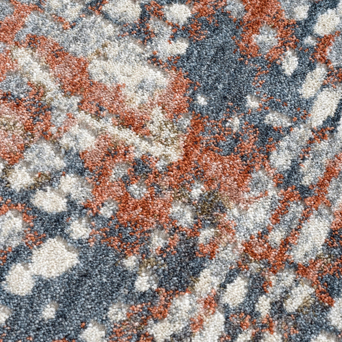 Aria Textured Grid Multi Orange Rug