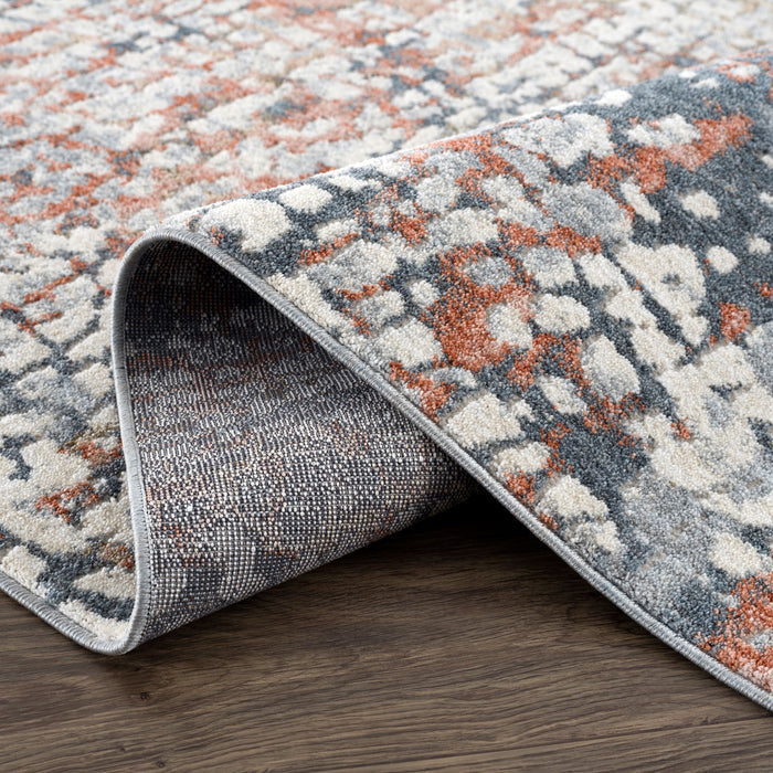 Aria Textured Grid Multi Orange Rug