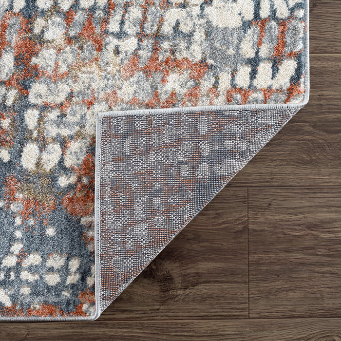 Aria Textured Grid Multi Orange Rug