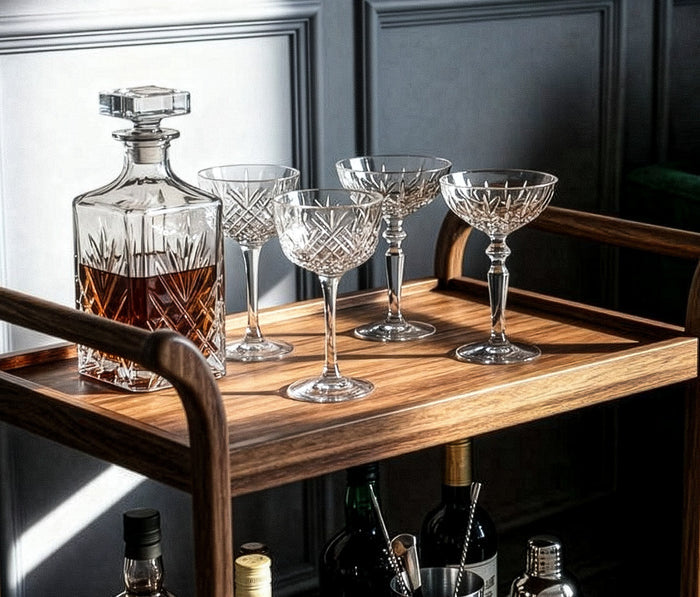 Art Deco Nick And Nora & Crystal Coupe Glass Bar Set - Lollygag.co