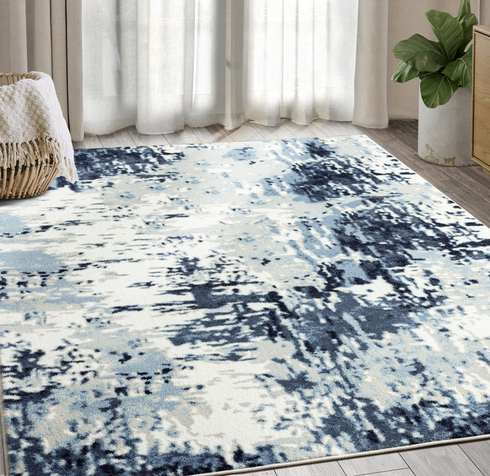 Arto Abstract Distressed Blue Rug