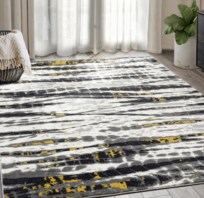 Arto Abstract Striping Grey Rug