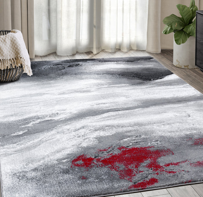 Arto Abstract Waves Red Rug