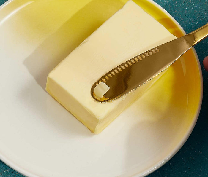 Atlas Multifunctional Gold and Aqua Butter Cheese Knives Set