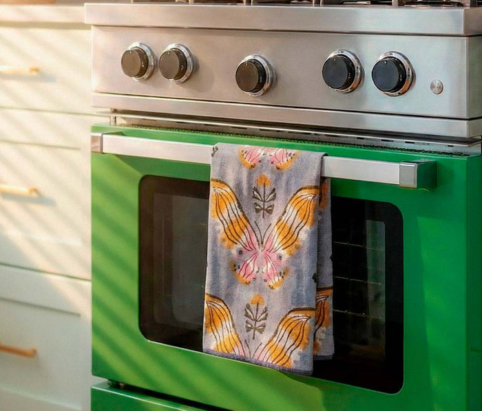 Aurora Jacquard Block Print Butterfly Kitchen Towel Set - Lollygag.co