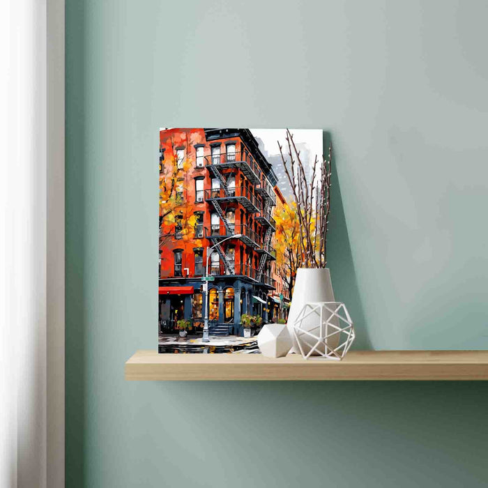 Autumn City Street Corner paint by numbers