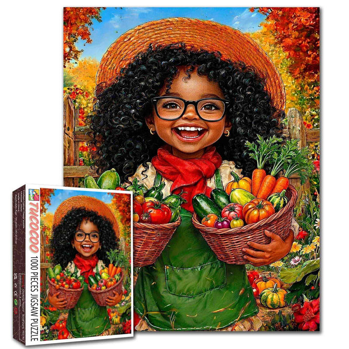 Autumn Harvest Garden Girl Jigsaw Puzzle