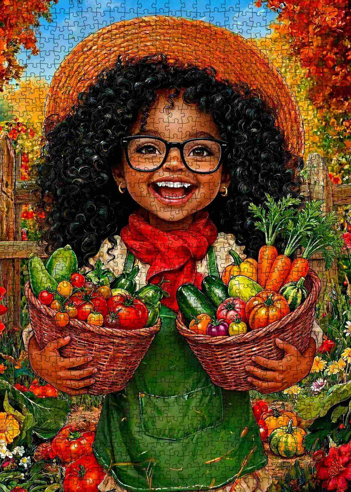 Autumn Harvest Garden Girl Jigsaw Puzzle