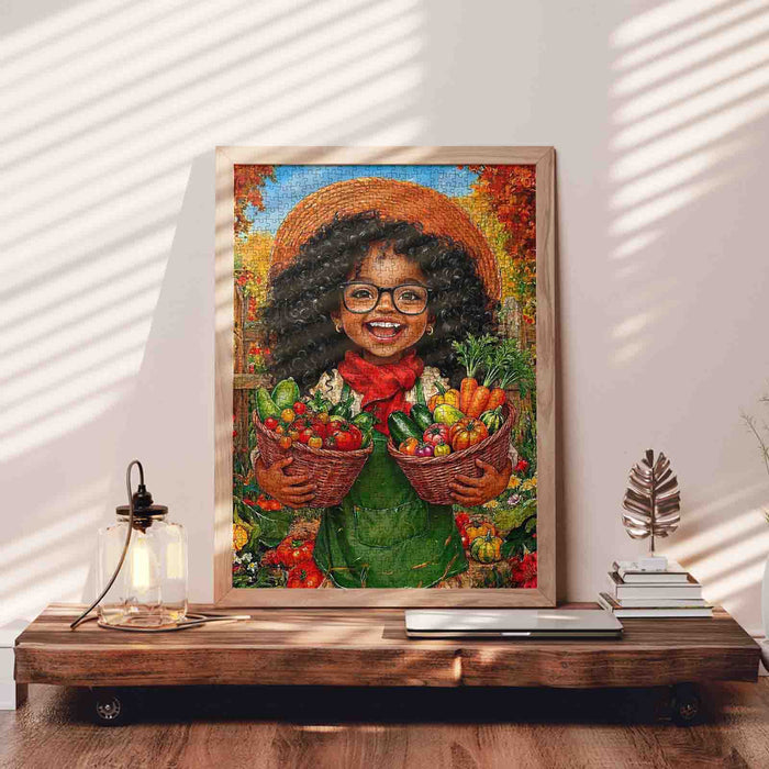 Autumn Harvest Garden Girl Jigsaw Puzzle