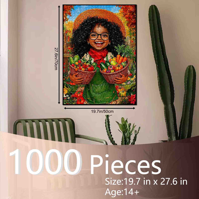 Autumn Harvest Garden Girl Jigsaw Puzzle