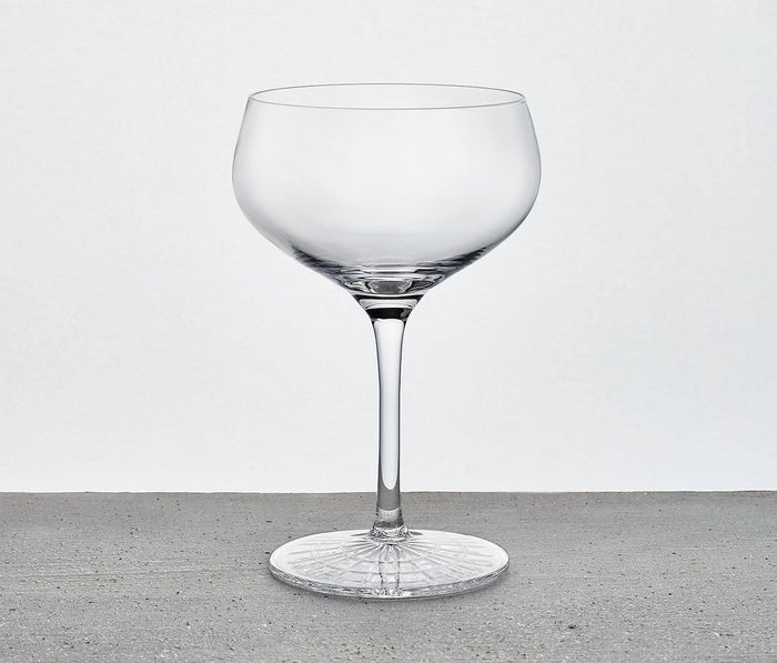 Mid Century stainless  Cocktail Shaker and two coupe Glass Set