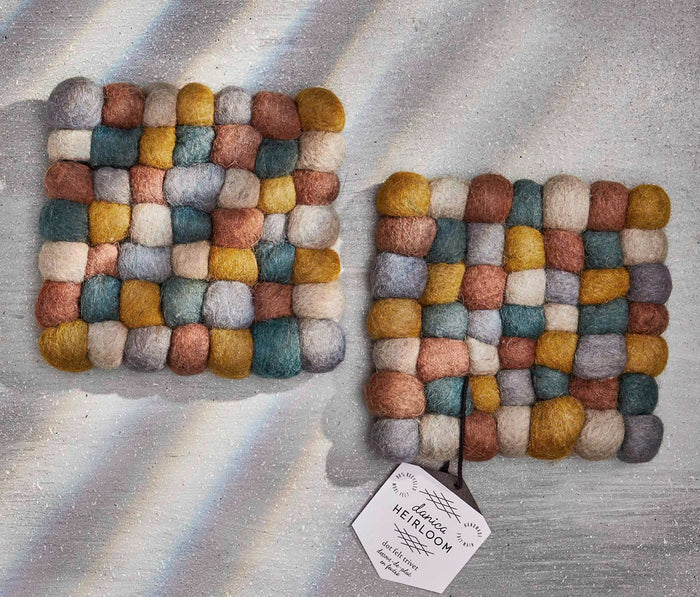 Danica Beachy Sunrise Ombre Felt Dot Wool Trivets - lollygag