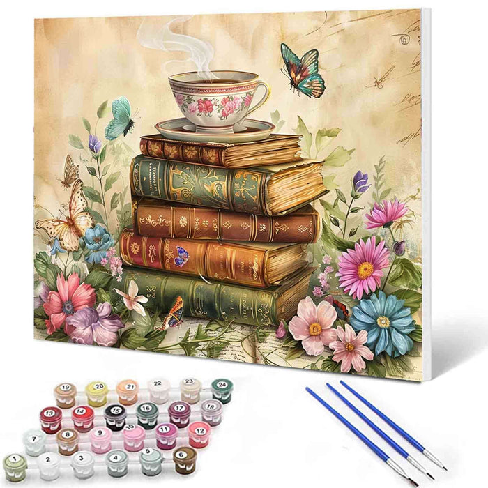 Books Tea and Butterflies Paint by Numbers - Tucocoo