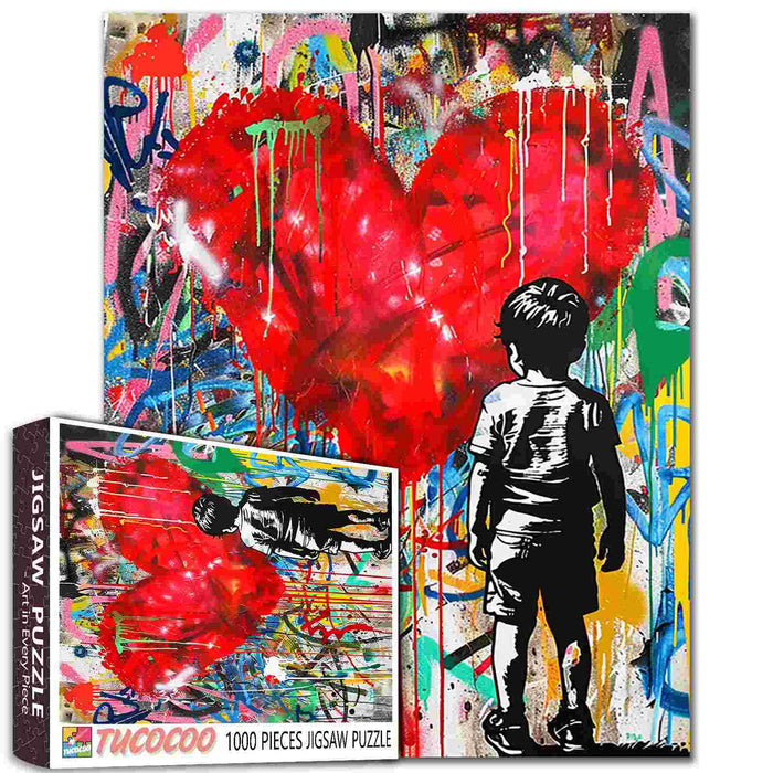 Boy with Heart-shaped Graffiti Jigsaw Puzzle