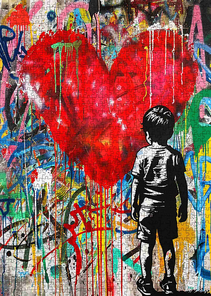 Boy with Heart-shaped Graffiti Jigsaw Puzzle